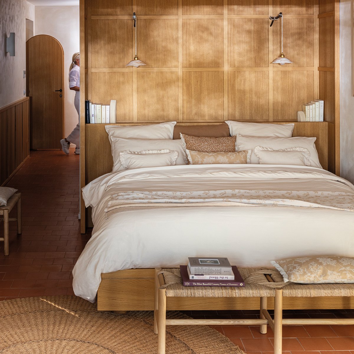 Housse de couette en Coton, ECLAT amande, LE JACQUARD FRANCAIS