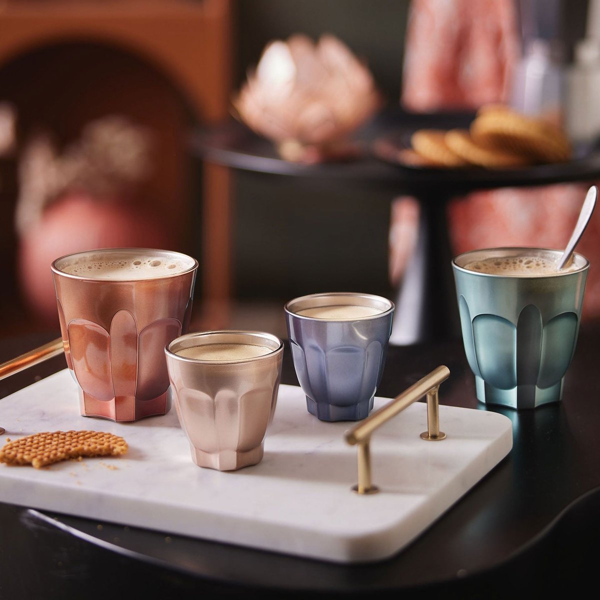 6 tasses en verre 9 cl dorées -FLASHY or, LUMINARC