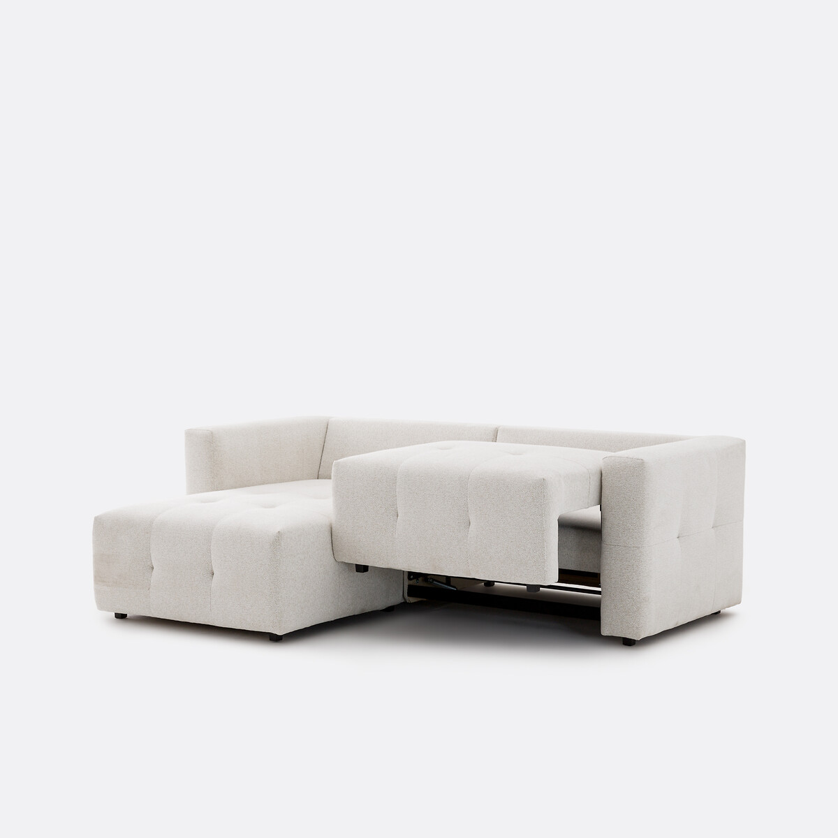 Umkehrbares Ecksofa, umwandelbar, 3-Sitzer, aus melierter Chenille, MASI ecru, LA REDOUTE INTERIEURS