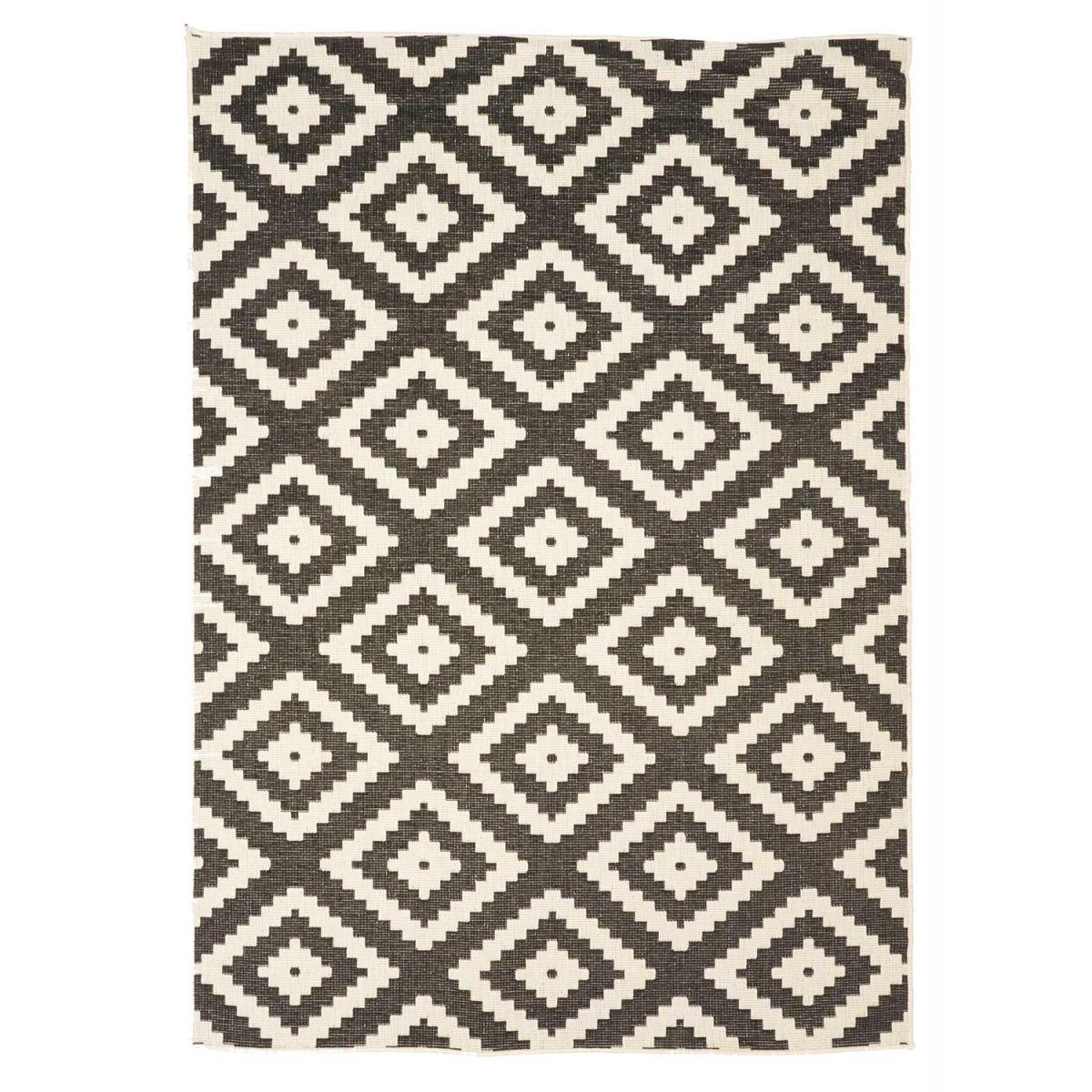 Tapis extérieur, kilim reversible LYN2 I REVERSIBLE noir, crème, UN AMOUR DE TAPIS