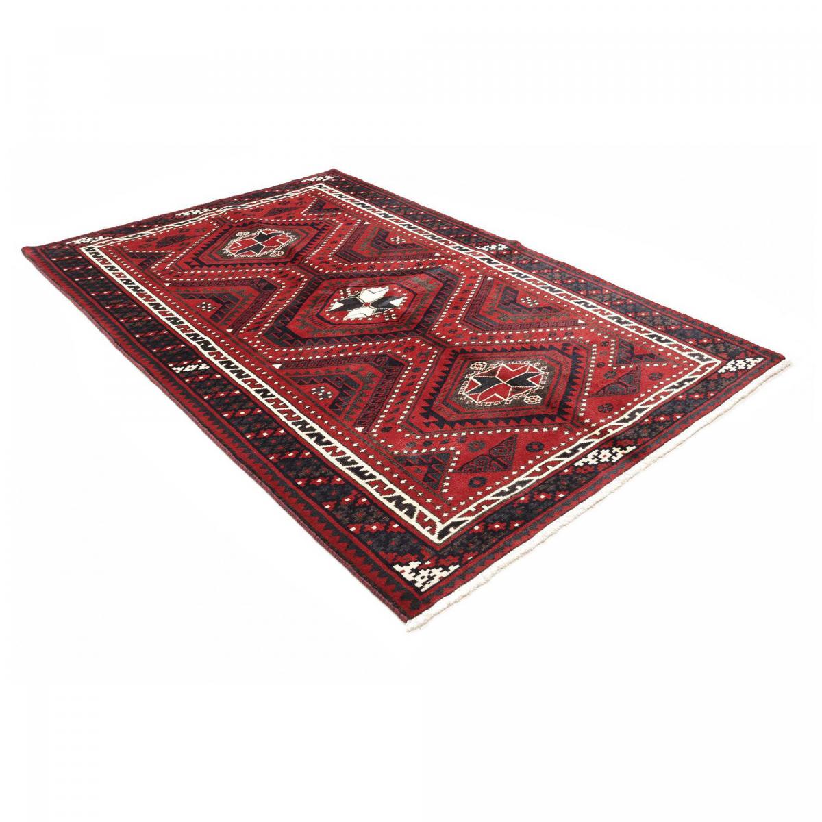 Tapis d'orient, motif oriental, noué main en laine, LORI 5 rouge, crème, noir, UN AMOUR DE TAPIS