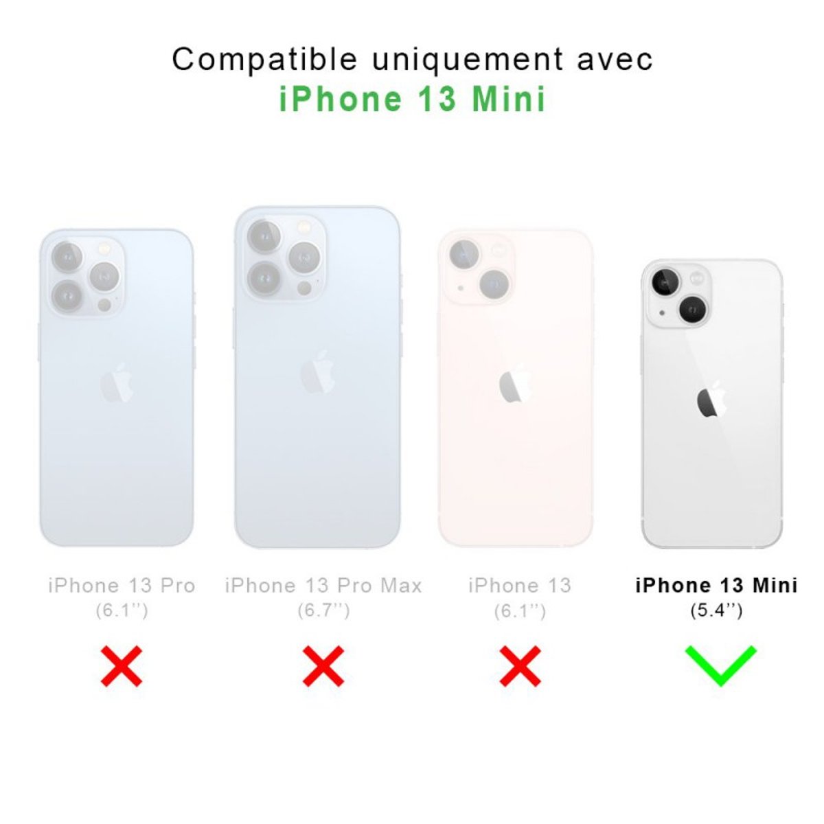 Coque Anti-choc compatible Magsafe pour iPhone 13 Mini Transparente + 2 vitres transparent, EVETANE