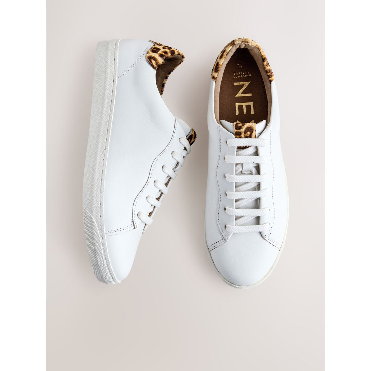 Baskets à lacets en cuir forever comfort® blanc, NEXT