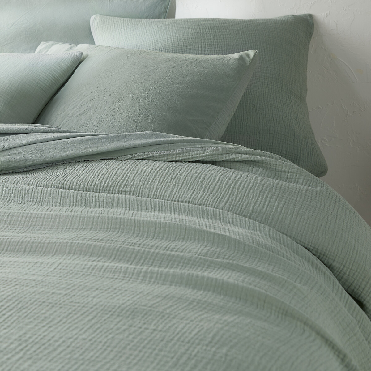 Housse de couette gaze de coton/coton lavé, KUMCO sauge, LA REDOUTE INTERIEURS