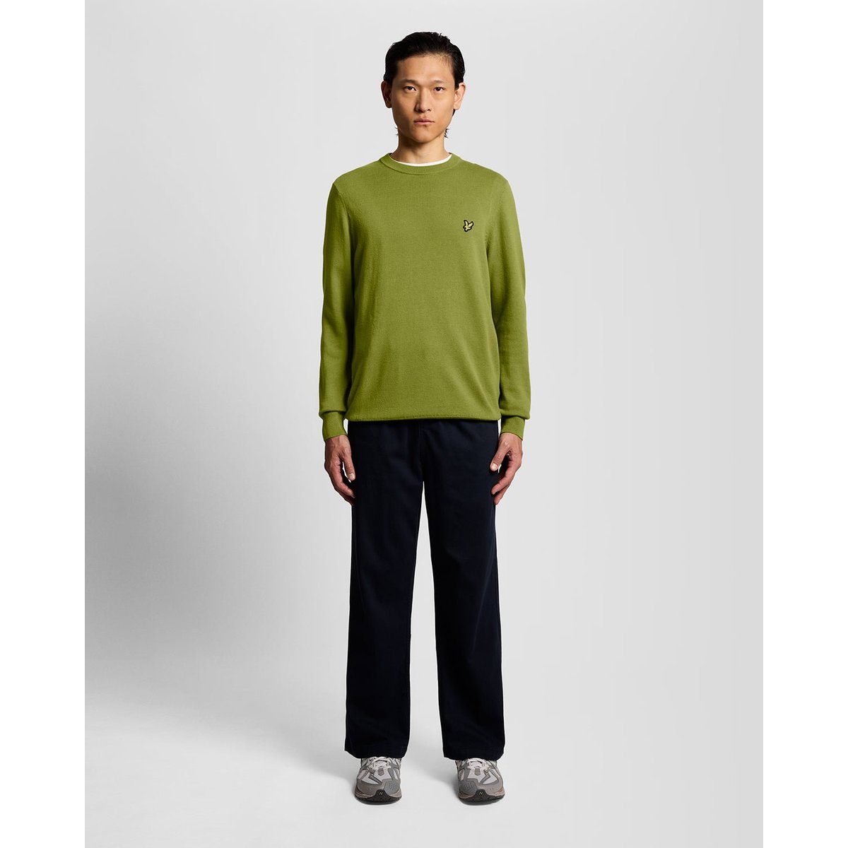 Pull en coton col rond vert arbuste, LYLE & SCOTT