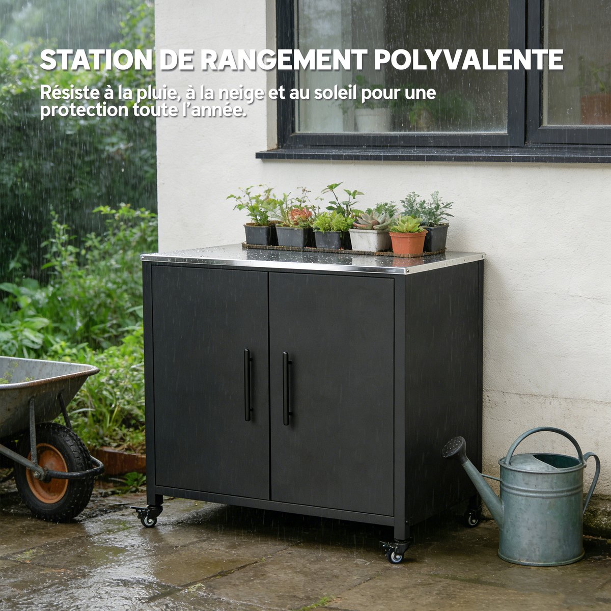 Armoire de rangement d'extérieur Métal Noir noir, OUTSUNNY