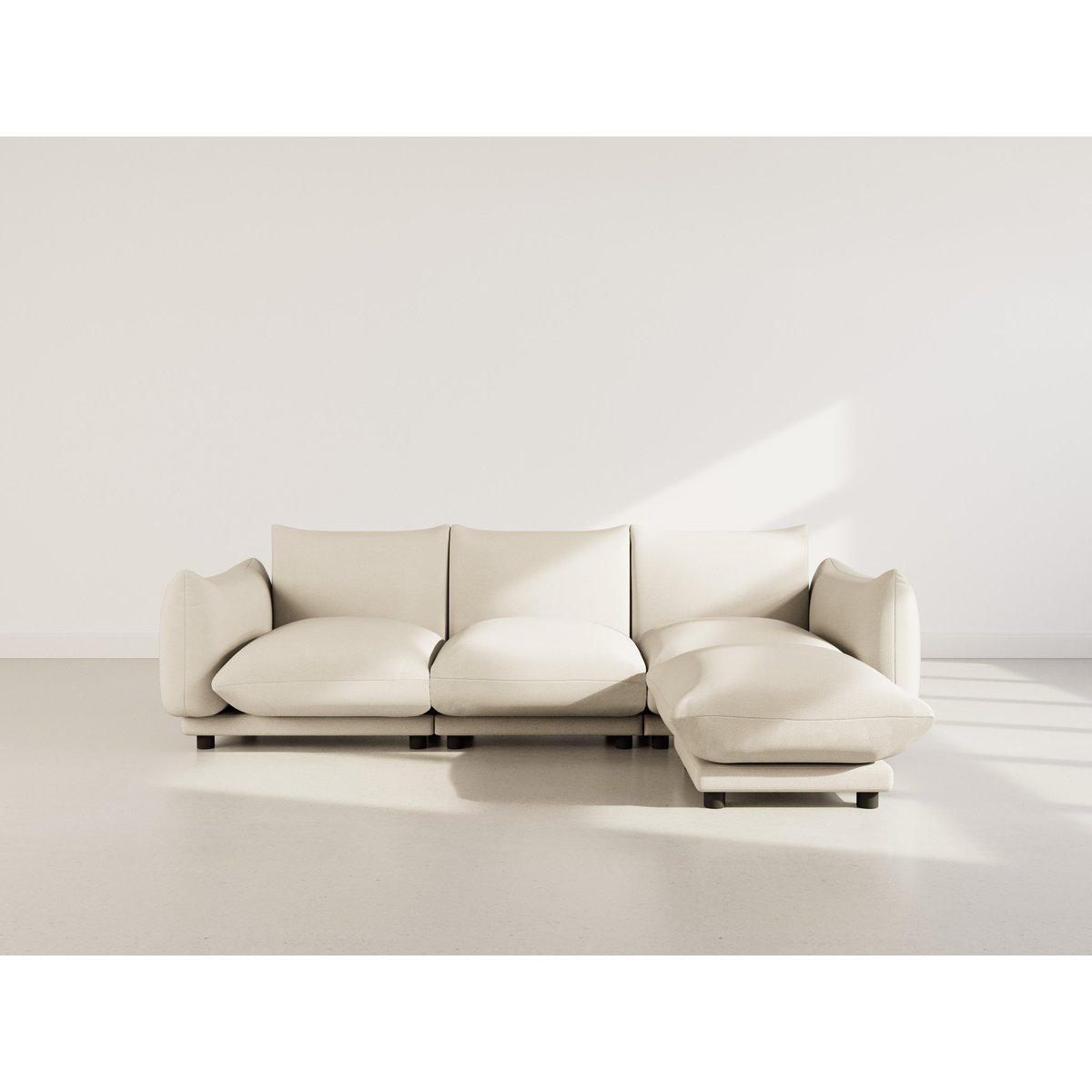 Canapé modulable d'angle velours texturé, JEANNE beige, BEST MOBILIER