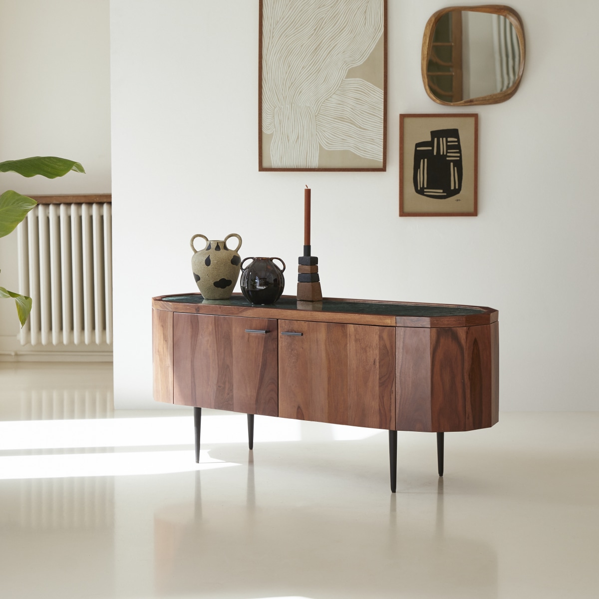 Meuble Hi-FI, TV en Palissandre massif, JADE marron, TIKAMOON