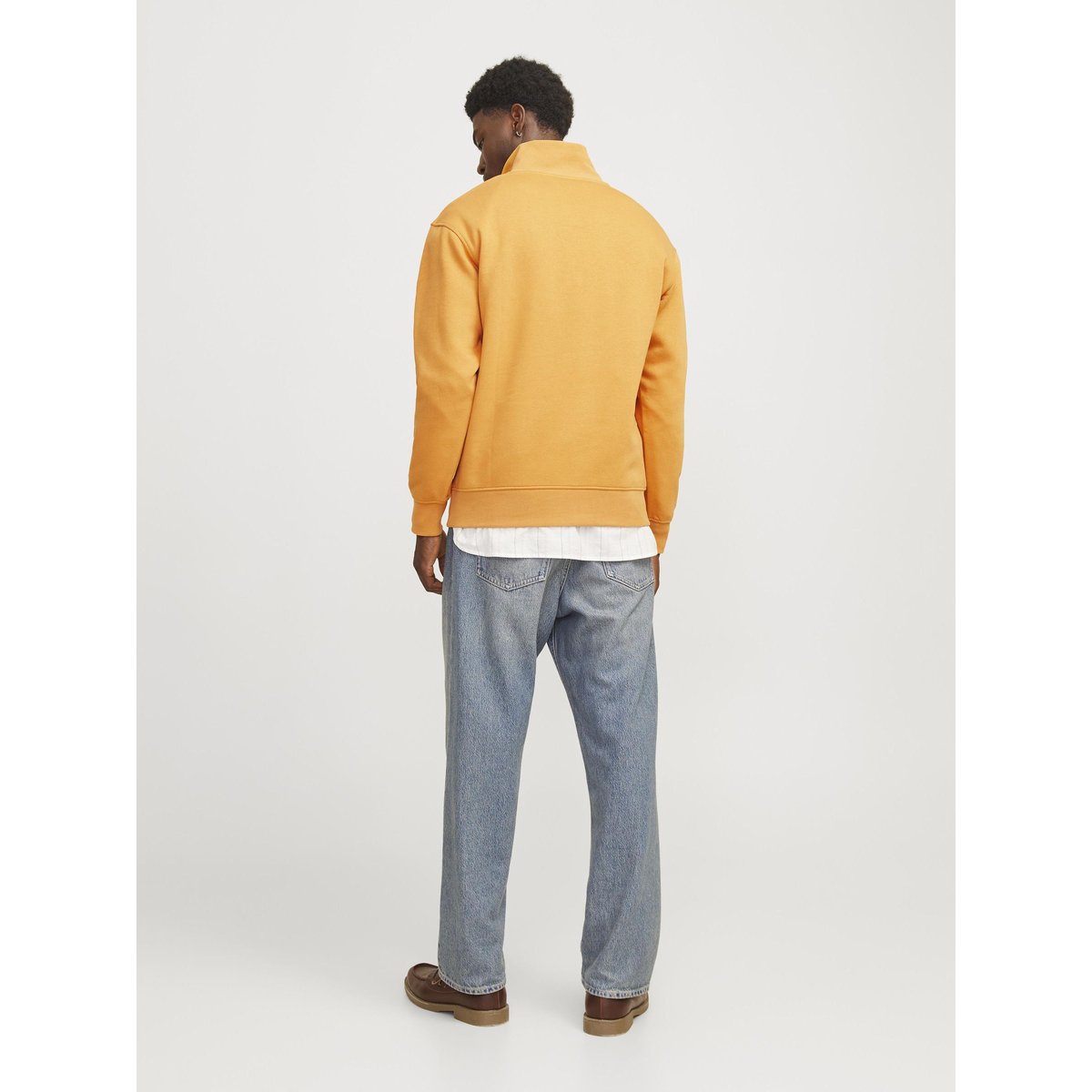 Sweat ample demi-zippé marron - honey yellow, JACK & JONES