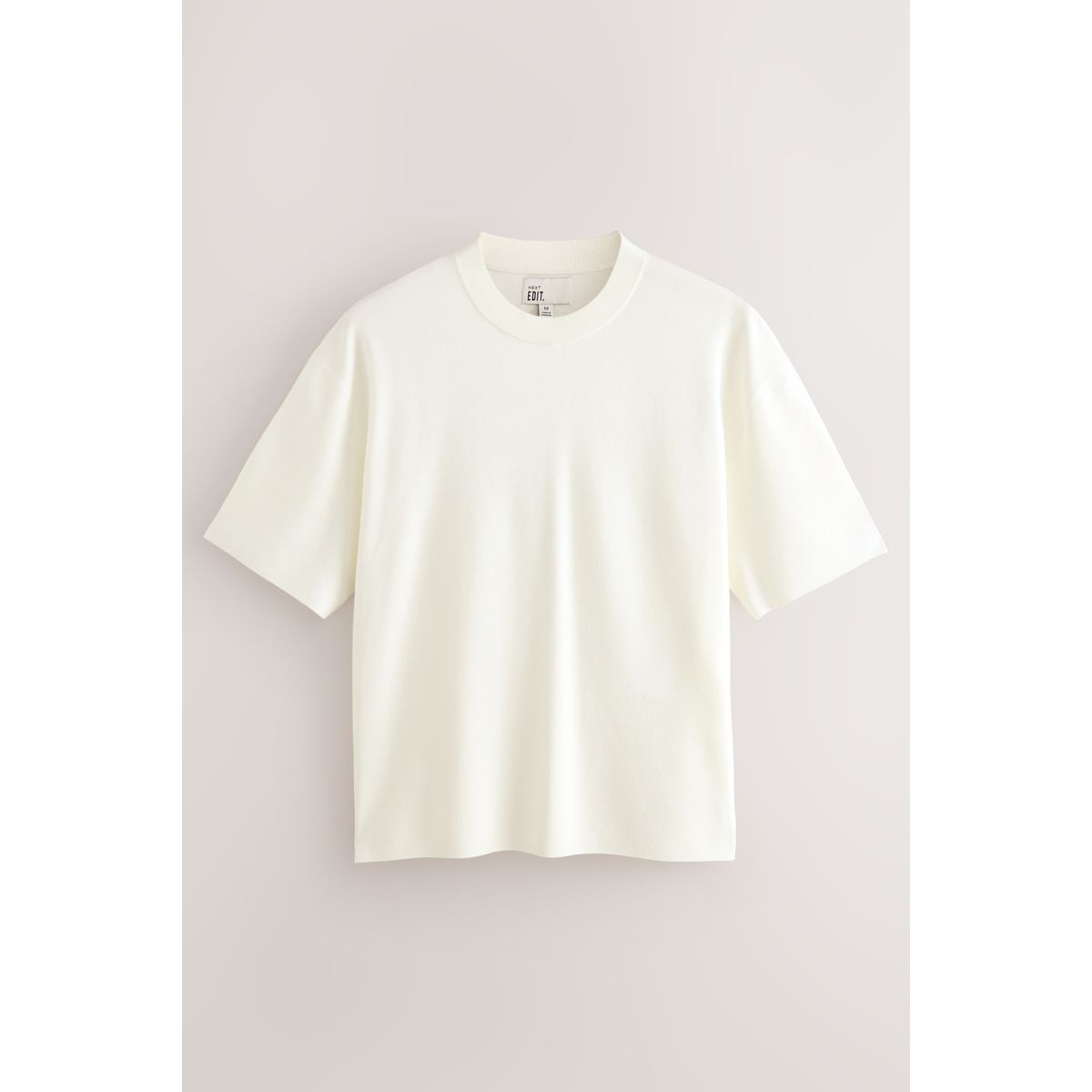 T-shirt ras du cou en maille manches courtes blanc écru, NEXT