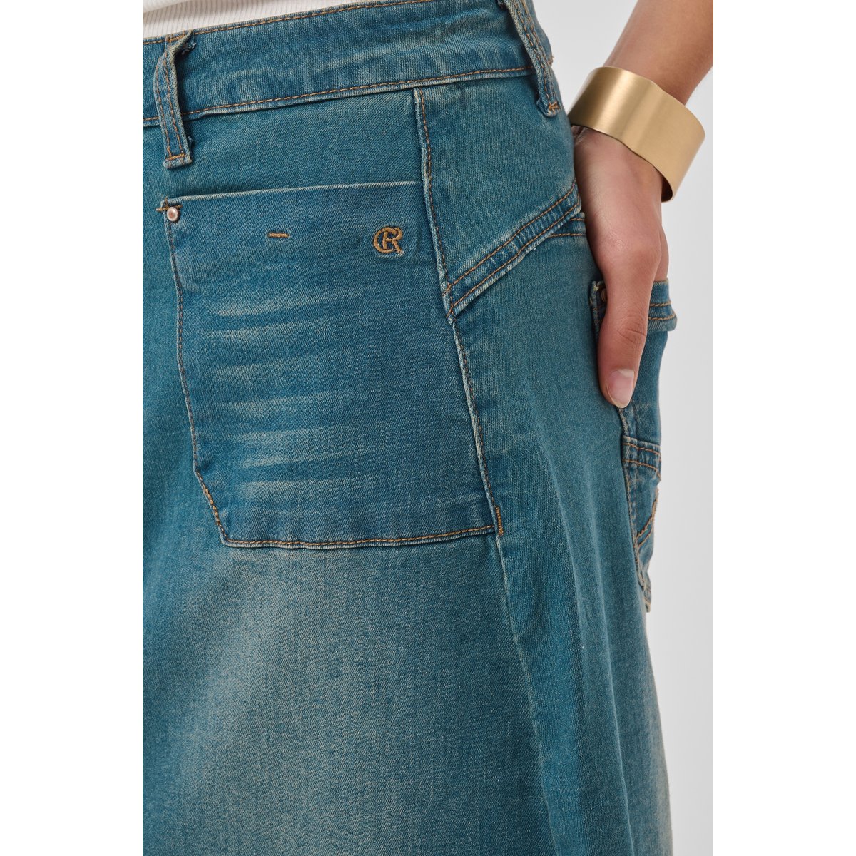 Denim skirt bleu light blue denim, CREAM