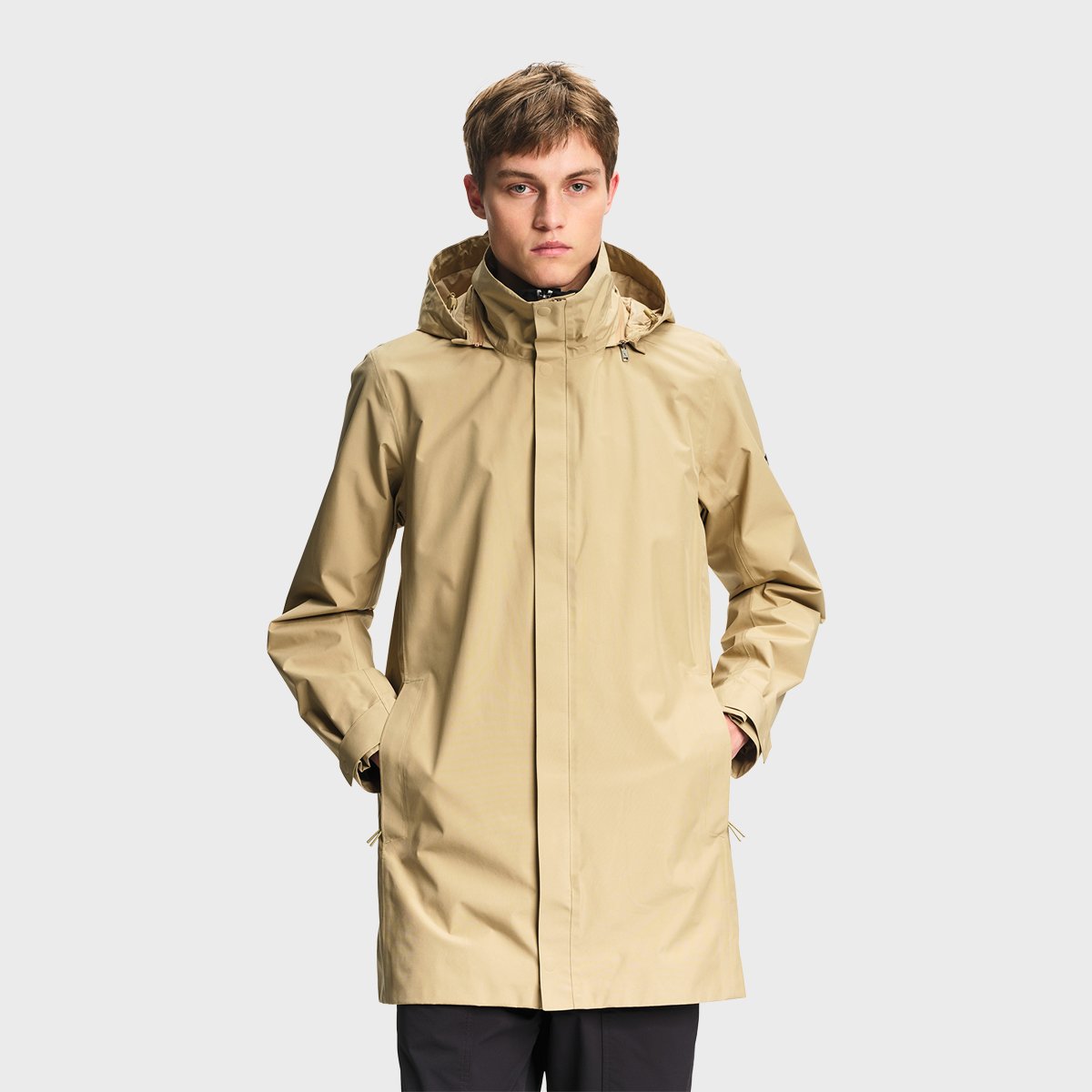 Parka longue imperméable à capuche rétractable GORE-TEX sable, AIGLE