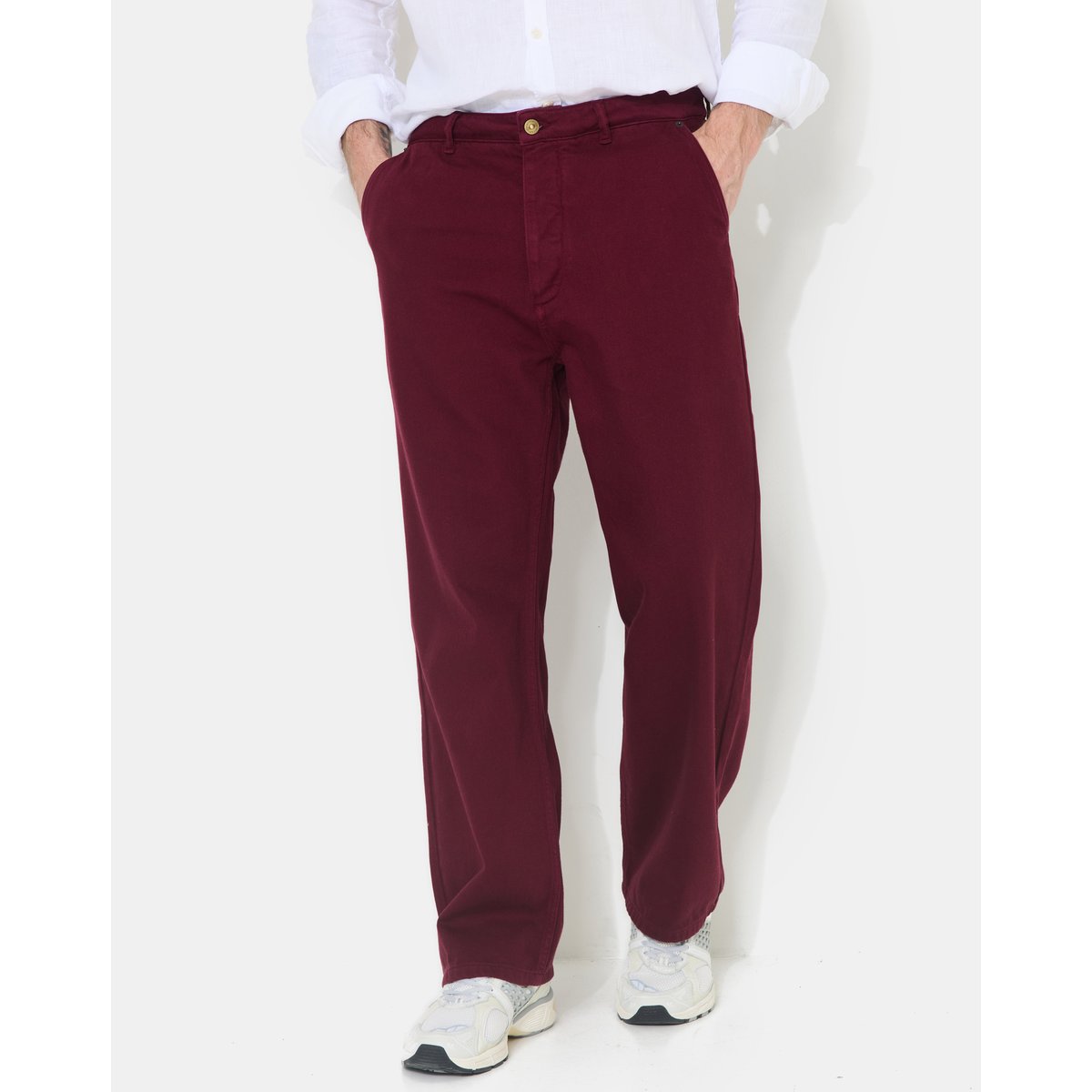 Pantalon large en coton DRAKE burgundy, CHEVIGNON