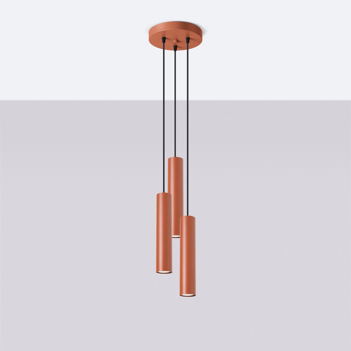 Suspension Acier Ocre Rouge GU10 3 Lagos rouge, EDEN