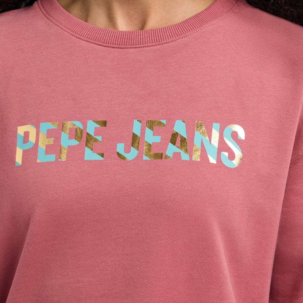 Sweat-Shirt À Col Rond Avec Logo rose foncé, PEPE JEANS