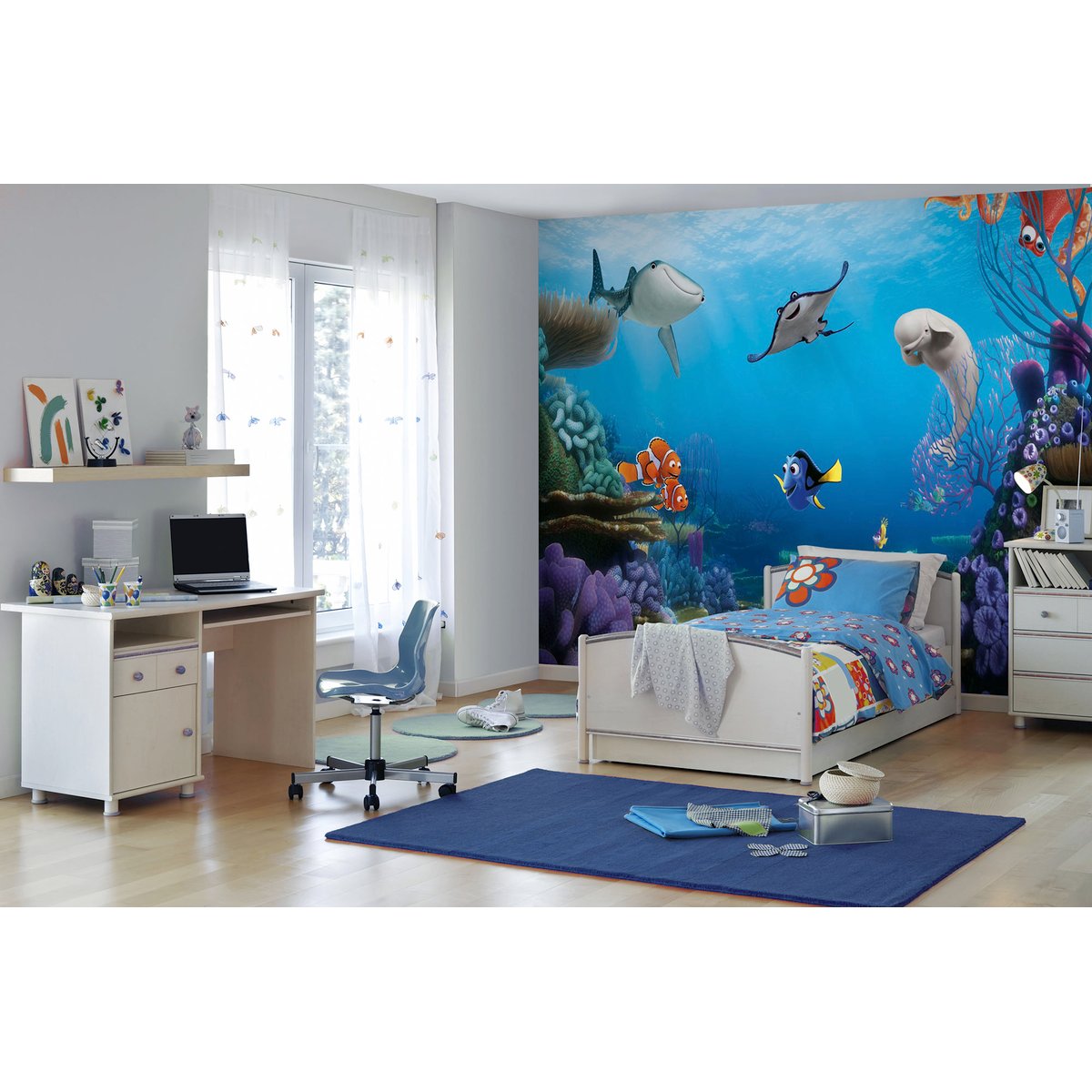 Papier peint Komar - Finding Dory - 400 x 260 cm bleu, HEXOA
