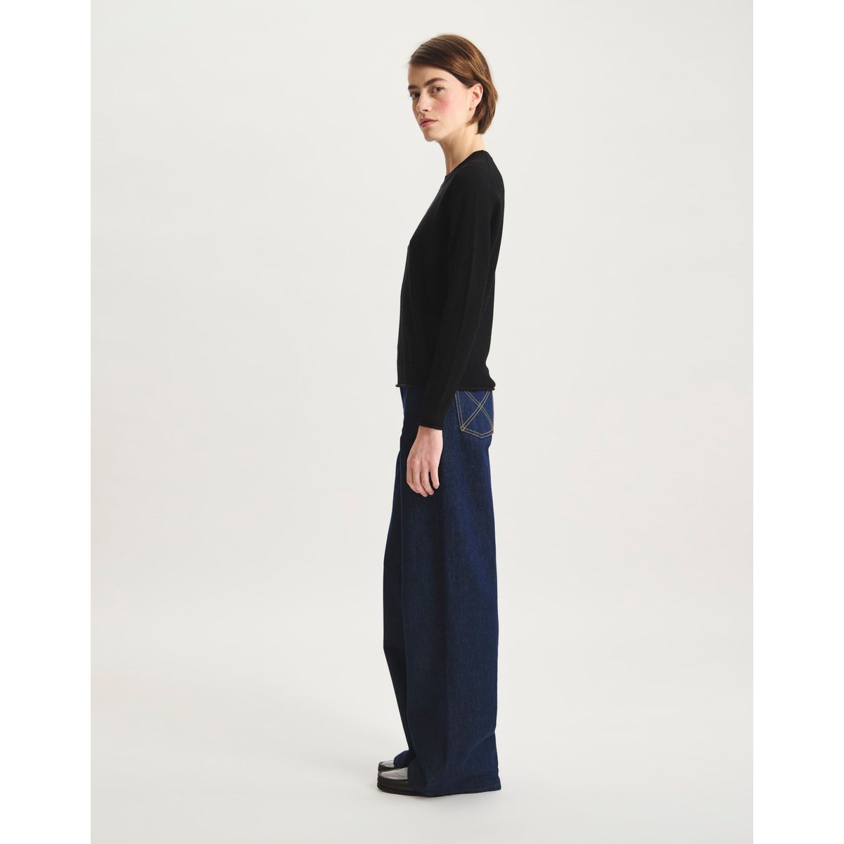Pull Angelica en laine mérinos noir, INES DE LA FRESSANGE PARIS