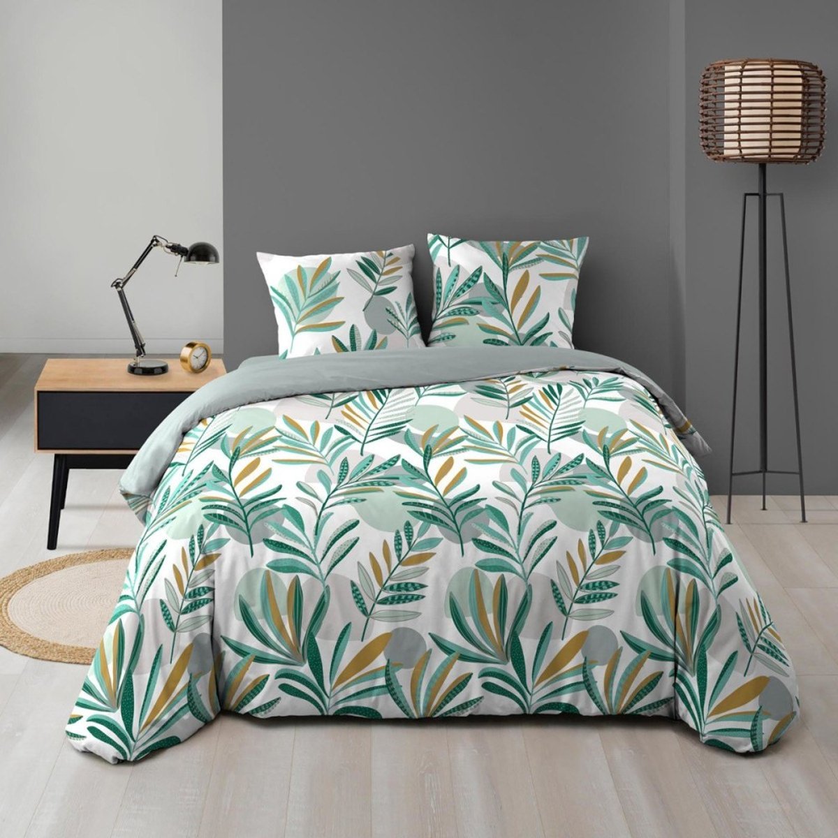 Housse de couette 240x220 + 2 taies LOUNA microfibre vert, DECORATIE