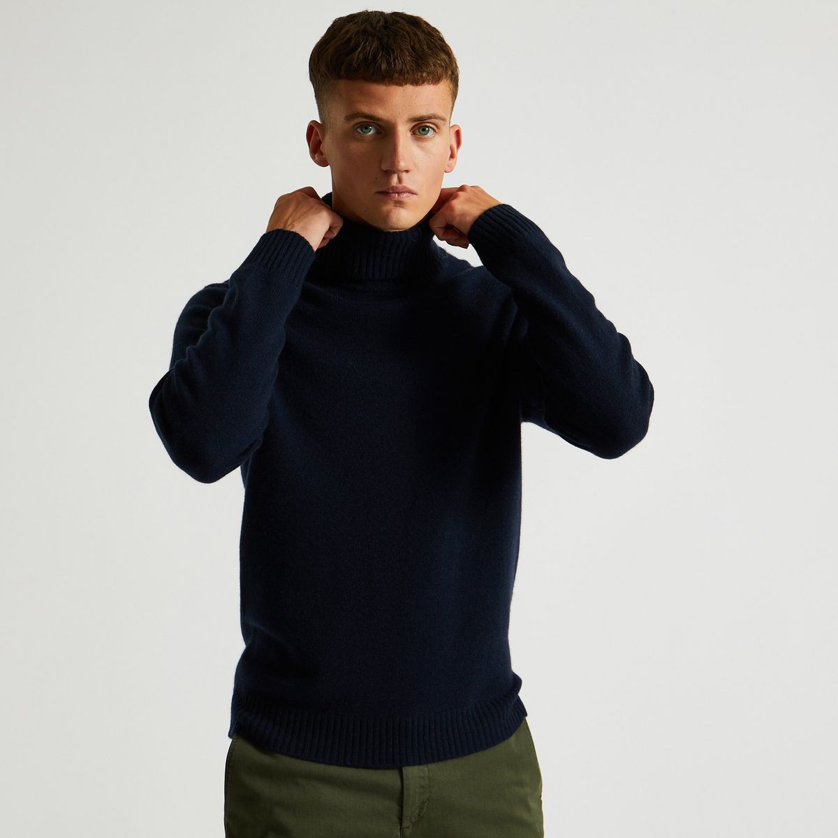 Pull Col Roulé En Cachemire Certifié Oekotex marine, MONOPRIX