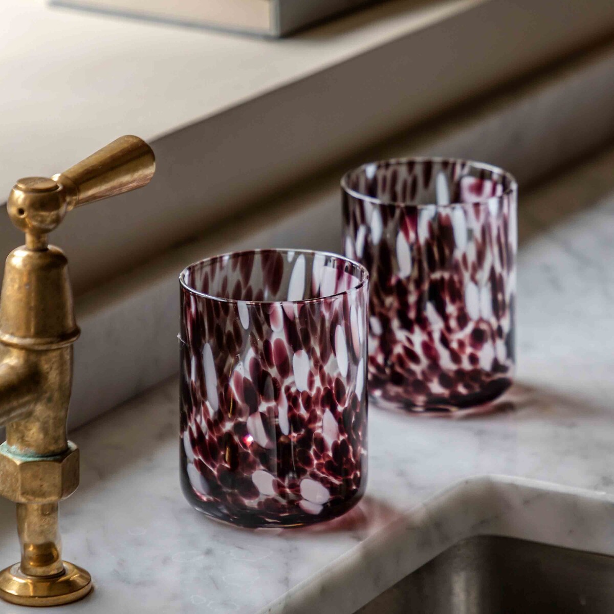 Set of 4 Confetti Tumbler Glasses brown              , ÉDITÉ