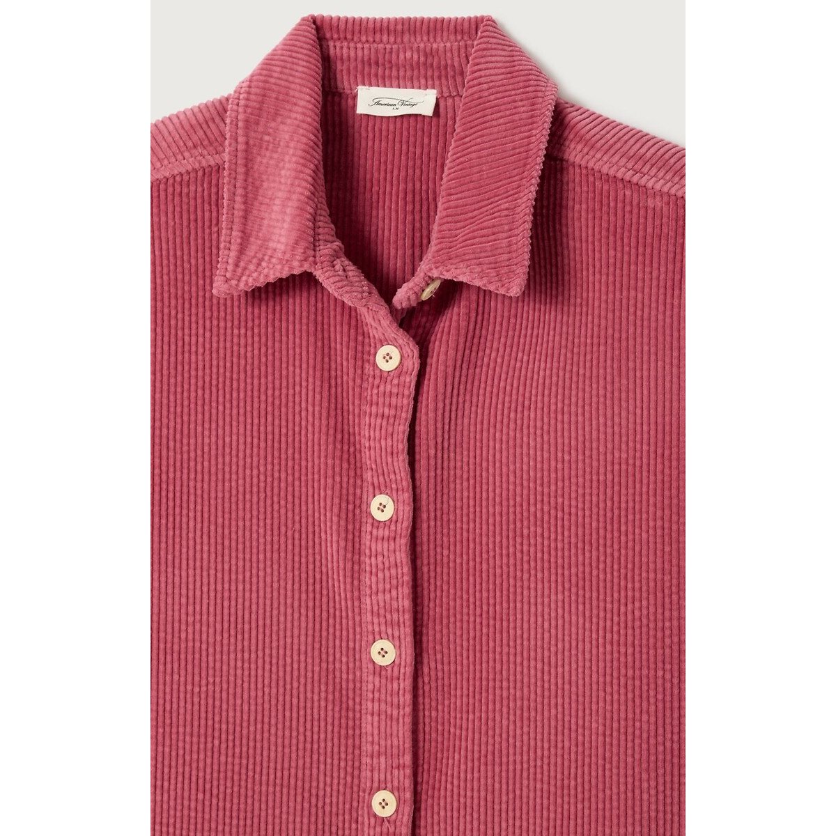 Chemise ample en velours, manches longues, PADOW bois de rose, AMERICAN VINTAGE