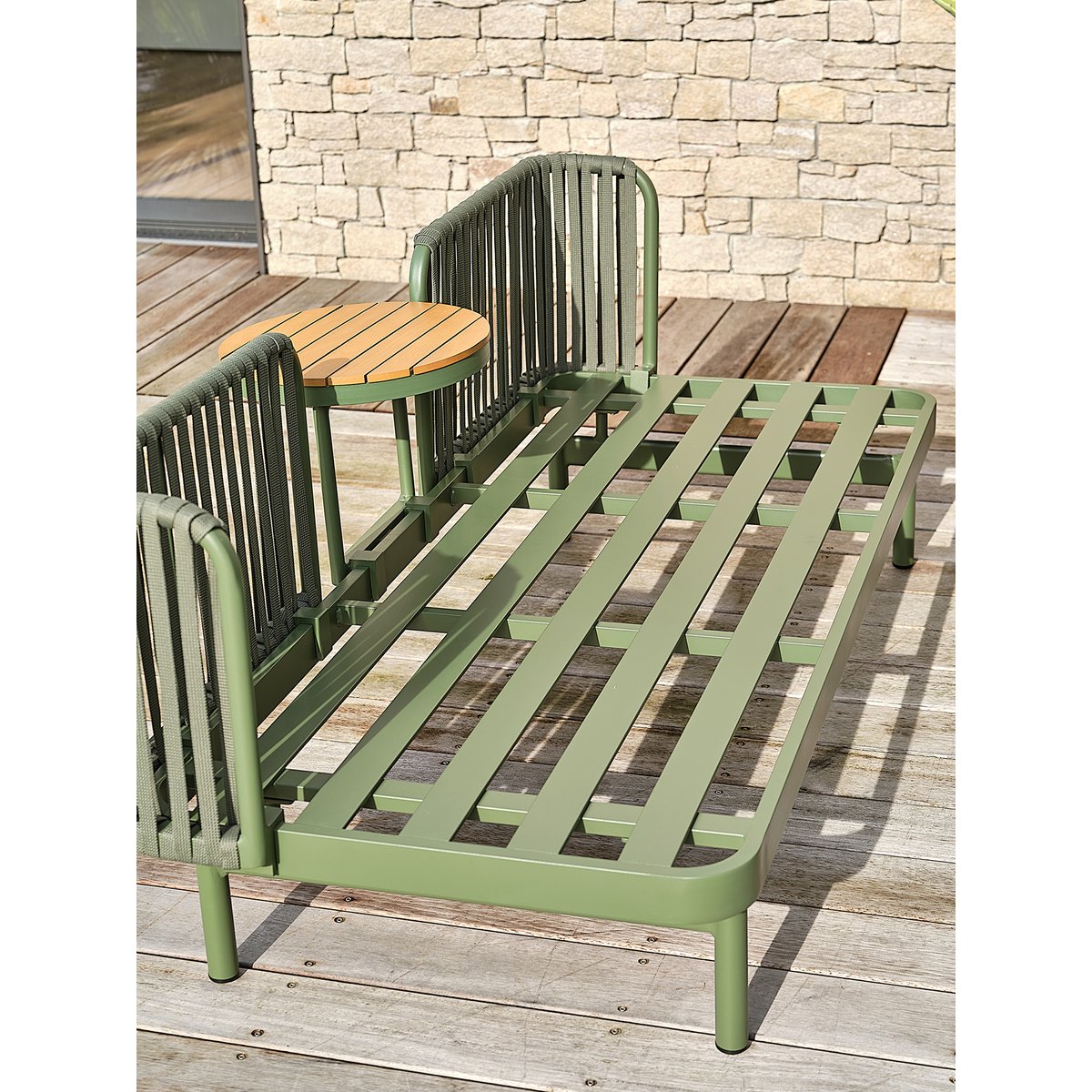 Canapé de jardin 3 places en aluminium BARLIA vert olive, REMARQUABLE
