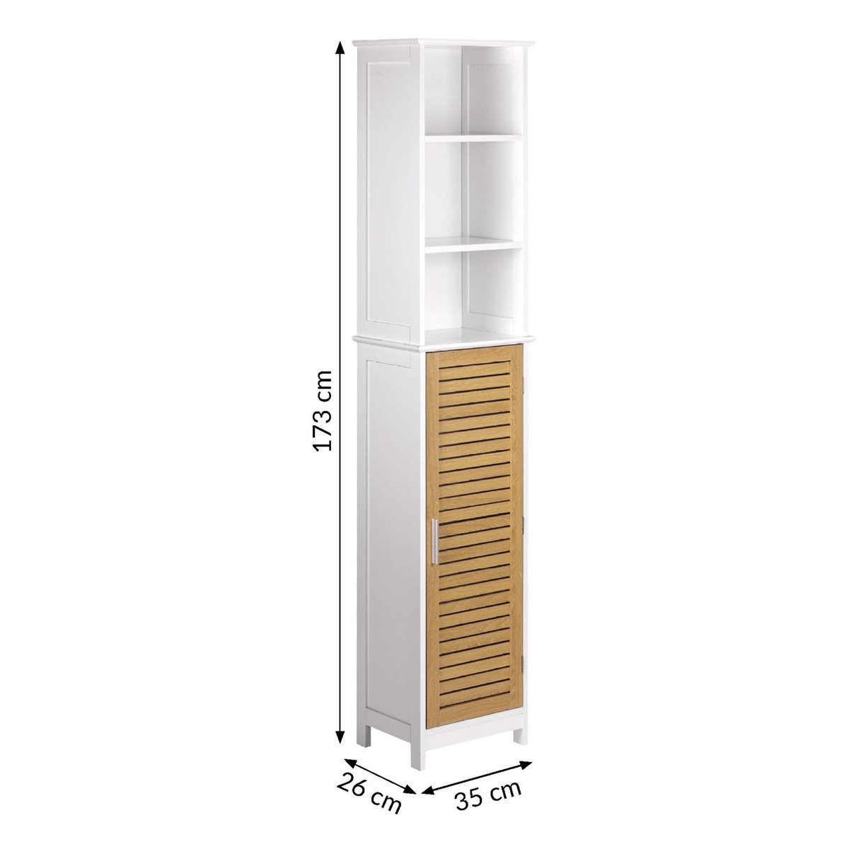 Colonne de salle de bain avec porte à lames et rangements blanc, DOUCEUR D'INTÉRIEUR