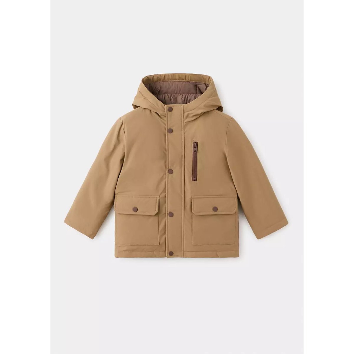 Anorak capuche poches marron moyen, MANGO BABY