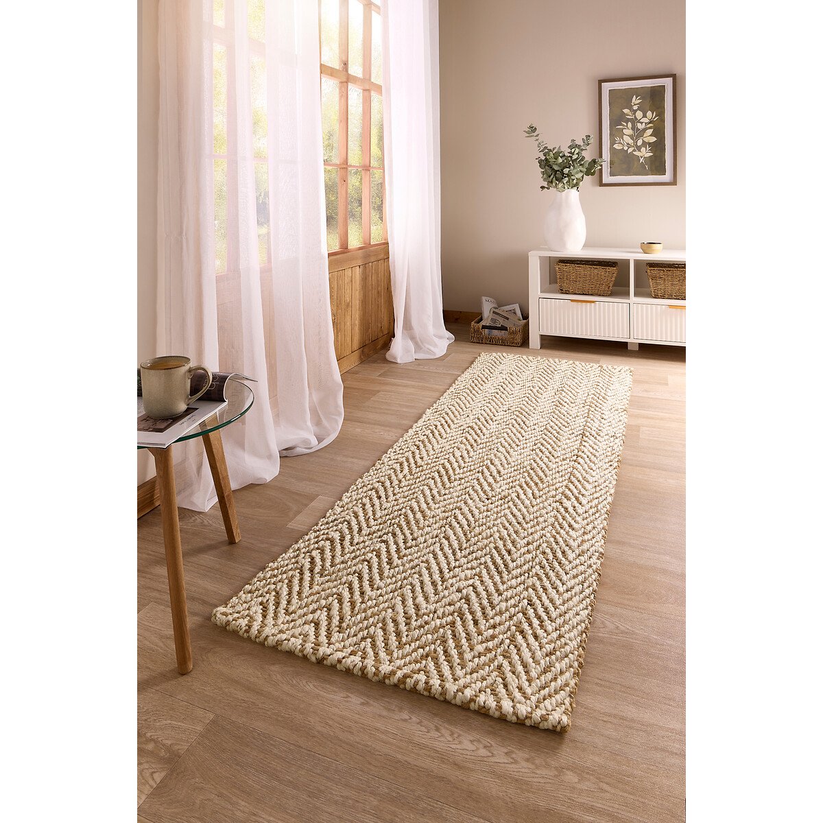 Herringbone Handwoven Jute Runner Rug 67x230cm natural, SO'HOME