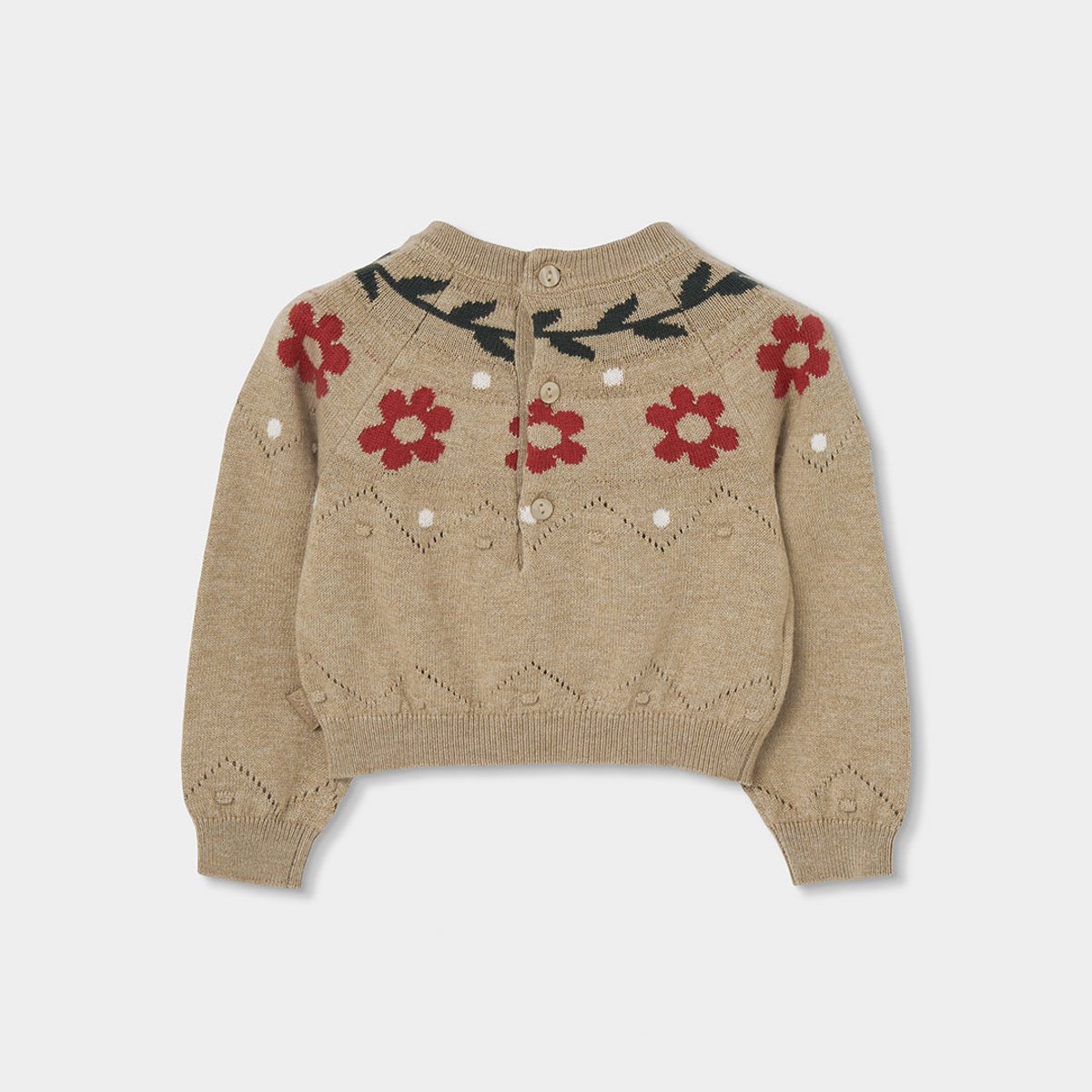 Pull fille imprimé de fleurs beige, BOBOLI