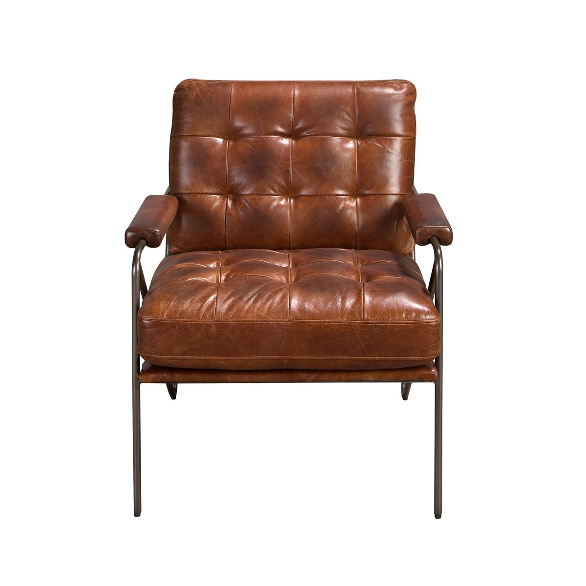 Fauteuil en cuir brun |acier foncé, ANGEL CERDA