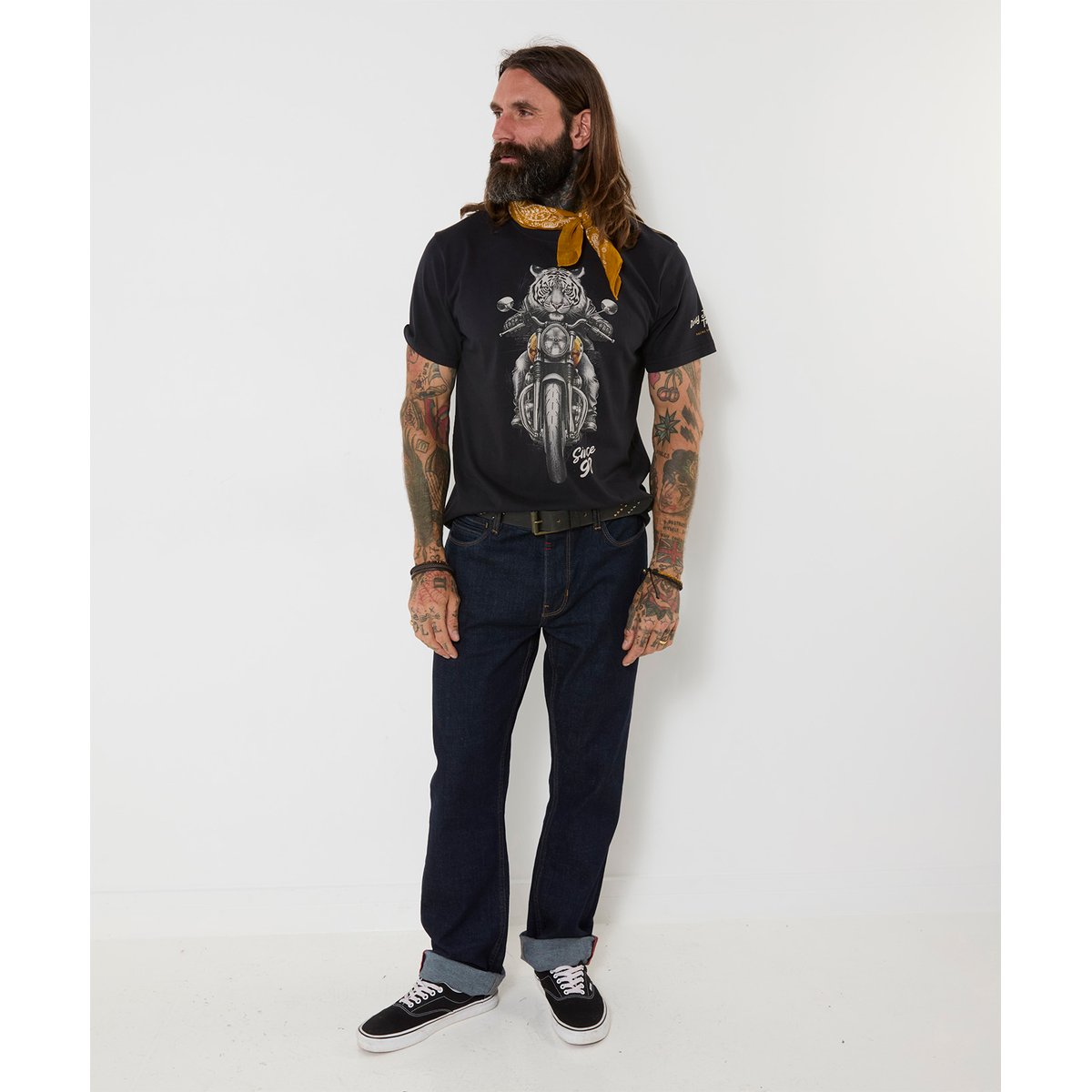 T-Shirt Tigre Motard noir, JOE BROWNS