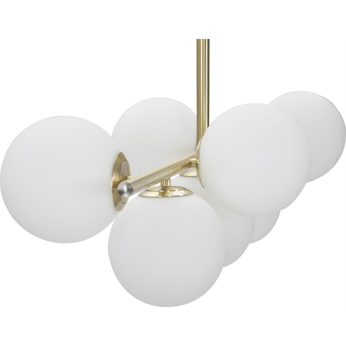 Suspension 7 globes verre et fer GLAM doré et blanc, RECOLLECTION
