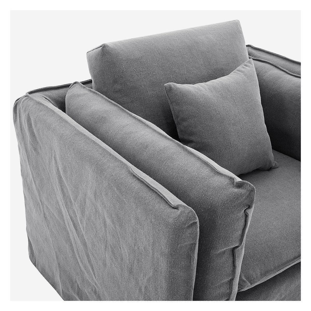 Fauteuil déhoussable en coton et lin ANDRIA gris anthracite, HABITAT