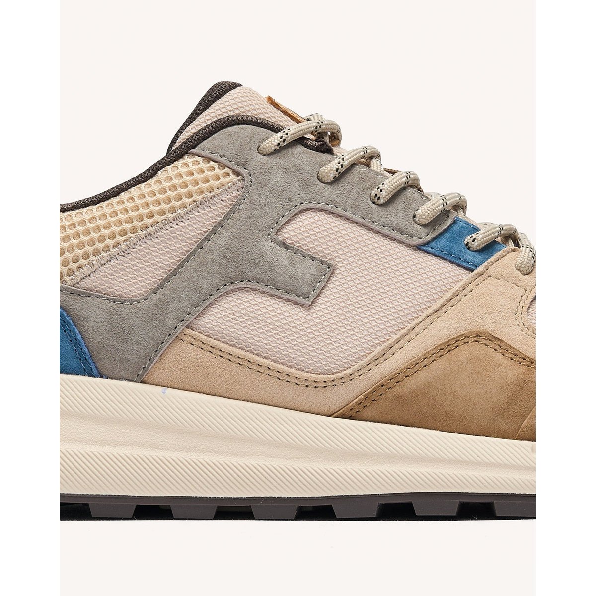 Running suede tissu LIMWOOD camel et bleu marine, FAGUO