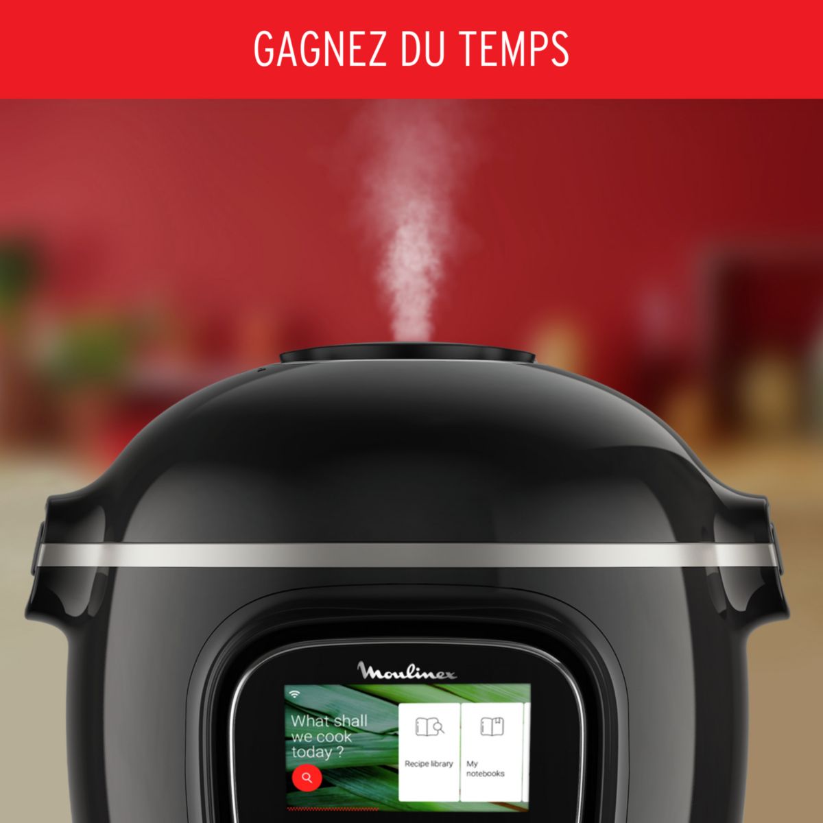 Cookeo YY5479FB noir Touch Wifi 6 L, 3 modes de cuisson + Extra Crisp couleur unique, MOULINEX