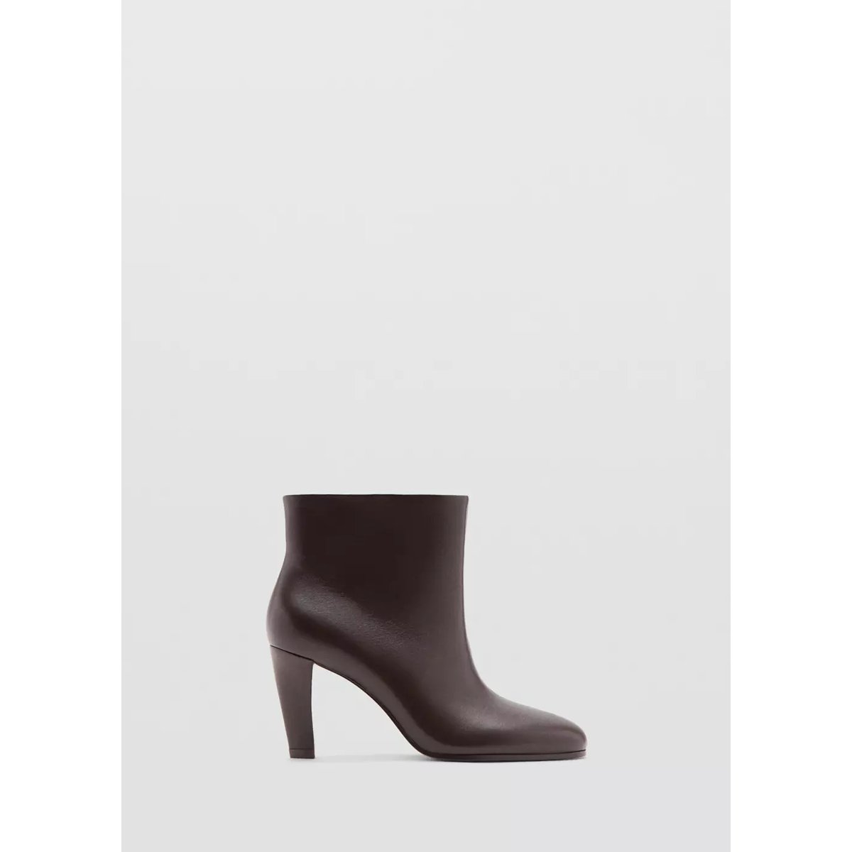 Bottines cuir à talon chocolat, MANGO