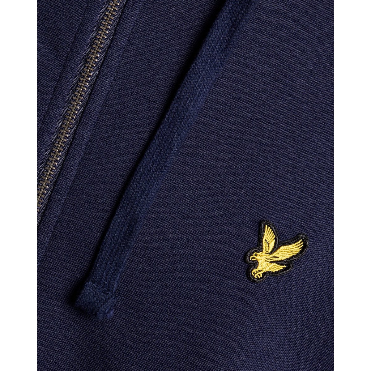 Sweat à capuche zippé en coton loopback bleu marine, LYLE & SCOTT