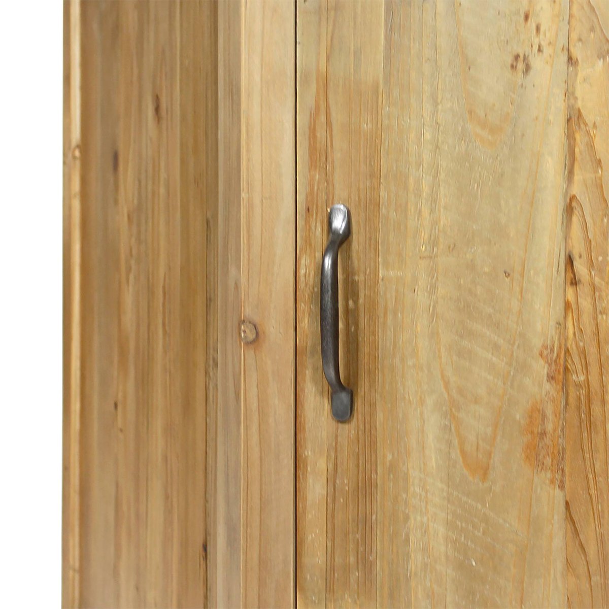 Meuble bas de cuisine en bois recyclé et pierre bleue CHAMPÊTRE bois clair, MADE IN MEUBLES