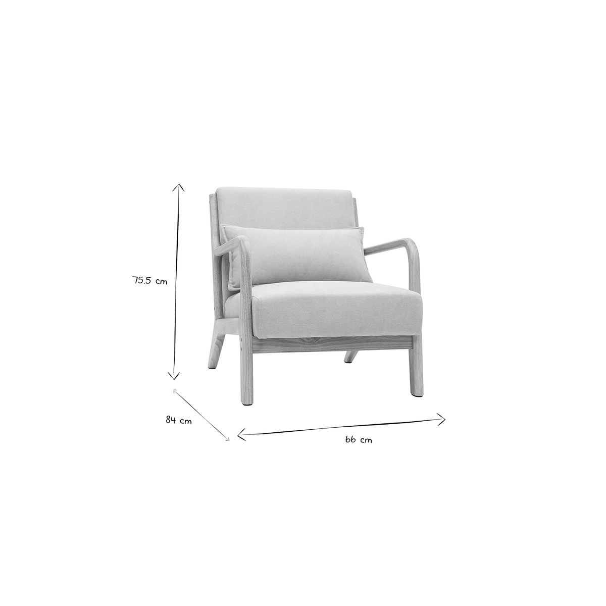 Fauteuil scandinave en tissu effet laine bouclée blanc et bois clair massif DERRY blanc, MILIBOO
