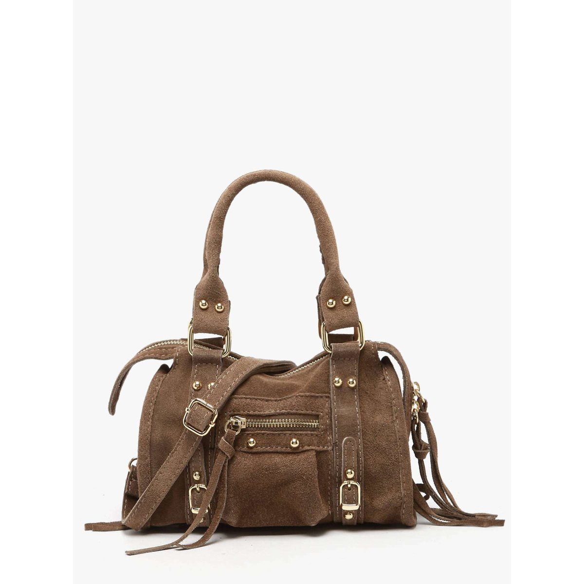 Sac bandoulière Velvet cuir taupe, MILANO