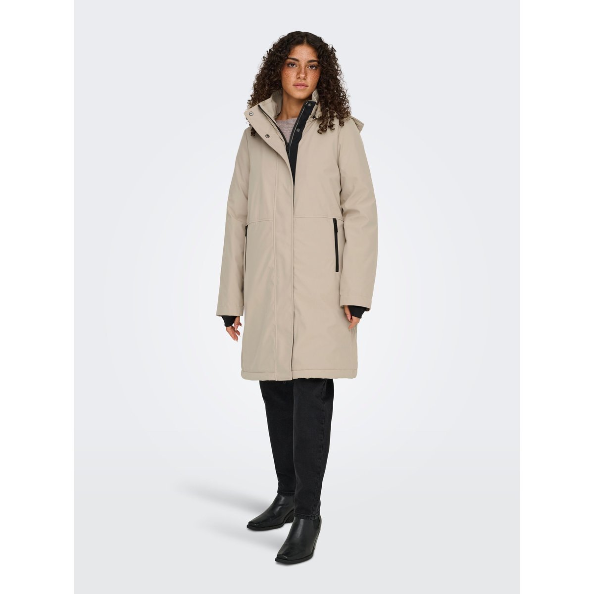 Parka longue à capuche humus, ONLY