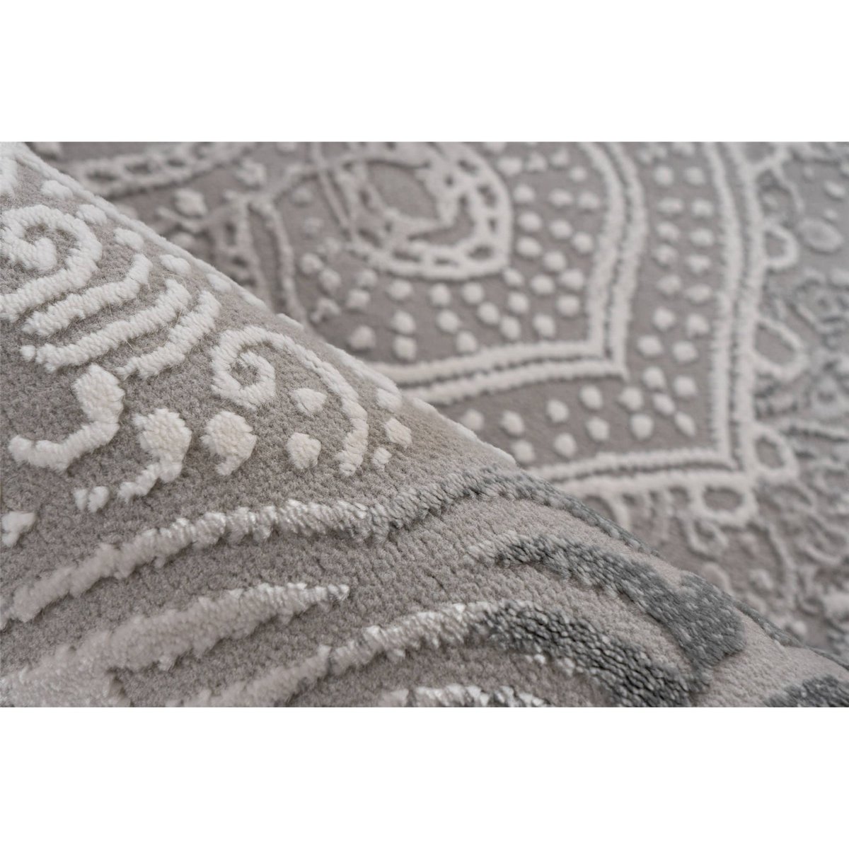 Tapis rectangulaire à motifs orientaux argent clair à motifs blancs, ARTE ESPINA