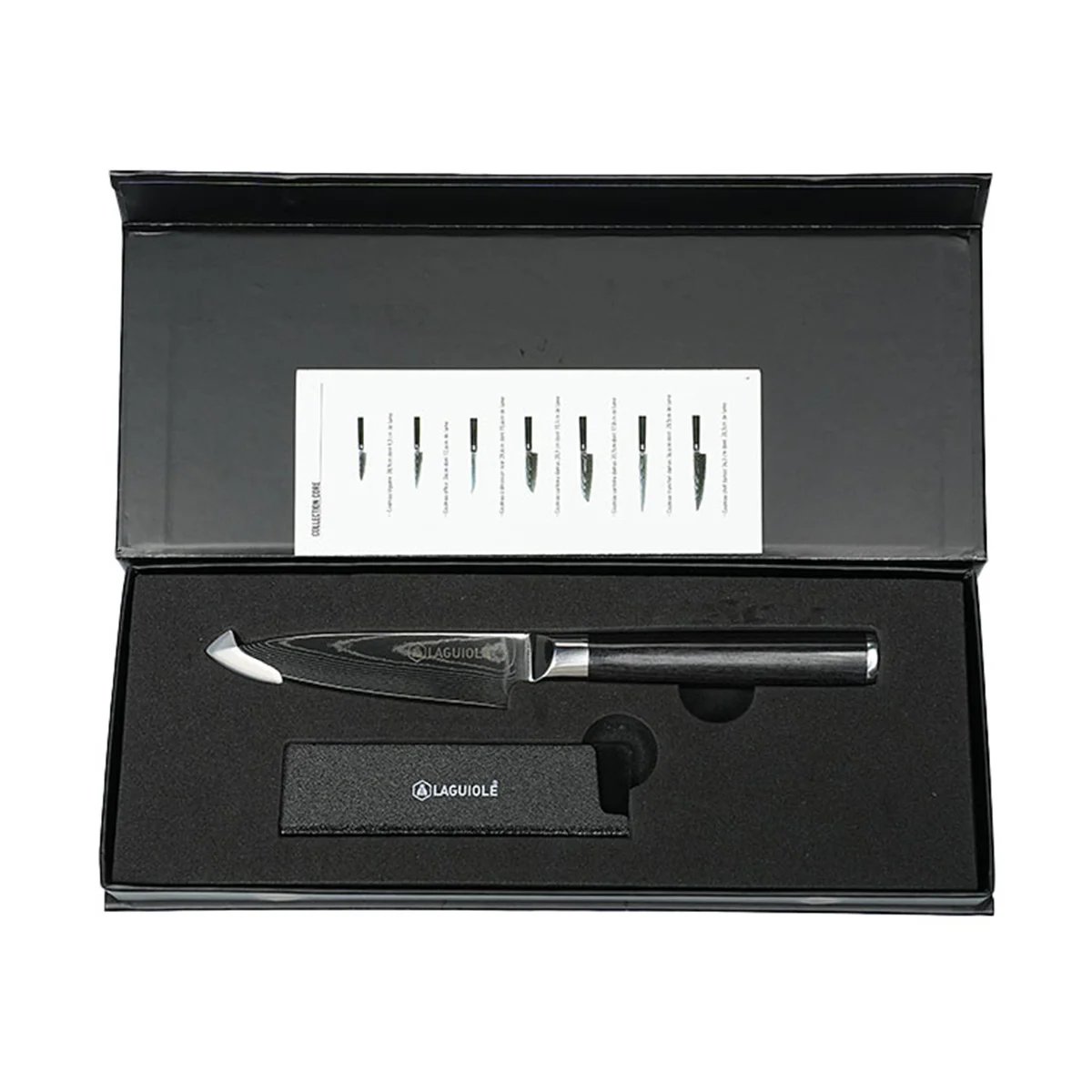 Couteau à légumes Damas 21 cm avec étui - Core noir, LAGUIOLE CUISSON