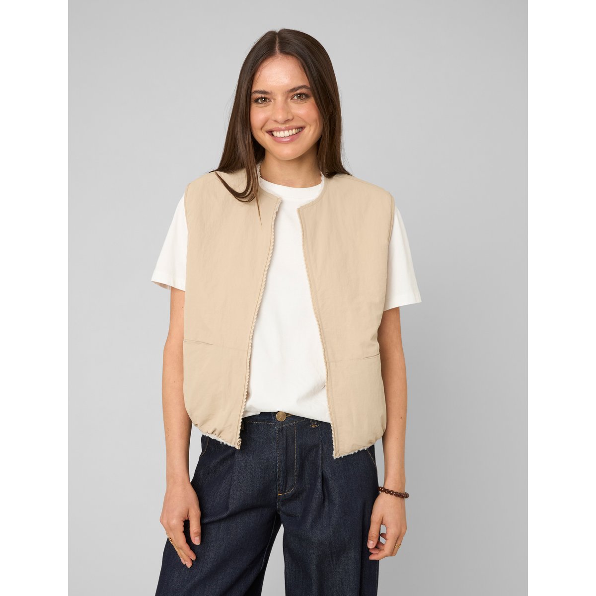 Gilet réversible sans manches sherpa brown, BZB