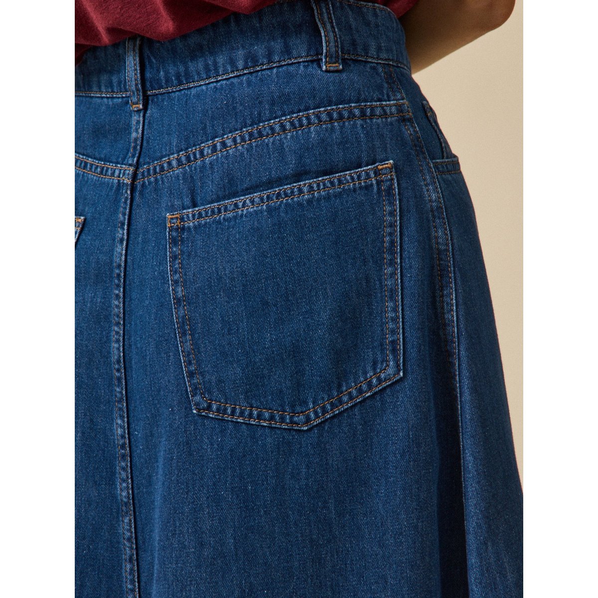 Jupe mi-longue jean  coton biologique denim stone, CYRILLUS