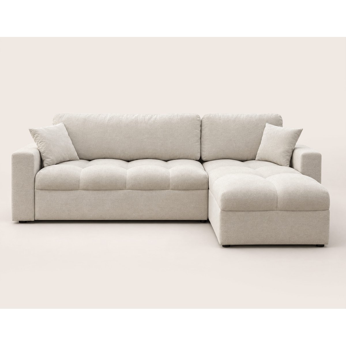 Canapé d'Angle Convertible en Tissu 4 places - CYRO beige, BEST MOBILIER