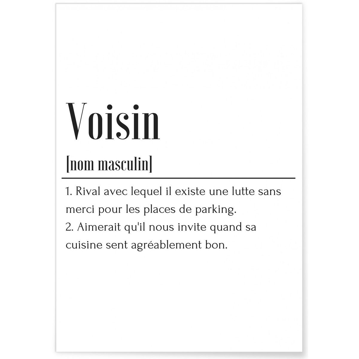 Affiche Définition Voisin blanc, L'AFFICHERIE