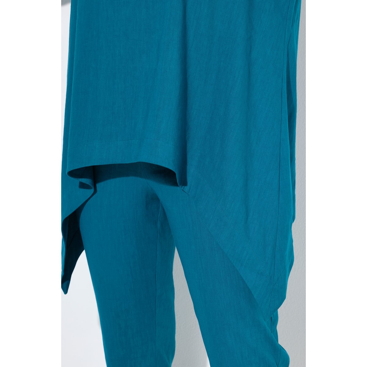 Blouse en lin mélangé pétrol, ULLA POPKEN
