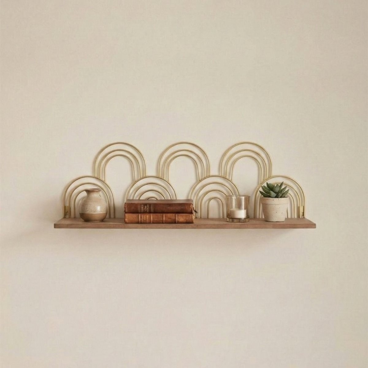 Etagère murale forme arches dorés 50cm doré, ORNAMI